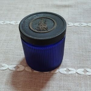 Vintage Avon Blue Glass Jar With Lid